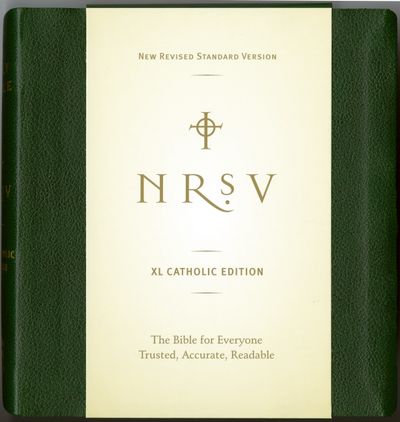 Image of NRSV Extra Large Print Catholic Edition Green Imitation Leather Ribbon Marker Concordance Clear Text other