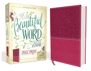 Image of NIV, Beautiful Word Bible, Large Print, Imitation Leather, Pink: 500 Full-Color Illustrated Verses other