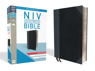Image of NIV, Thinline Bible, Large Print, Imitation Leather, Black/Gray, Red Letter Edition other