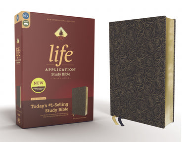 Image of NIV, Life Application Study Bible, Third Edition, Bonded Leather, Navy Floral, Red Letter other