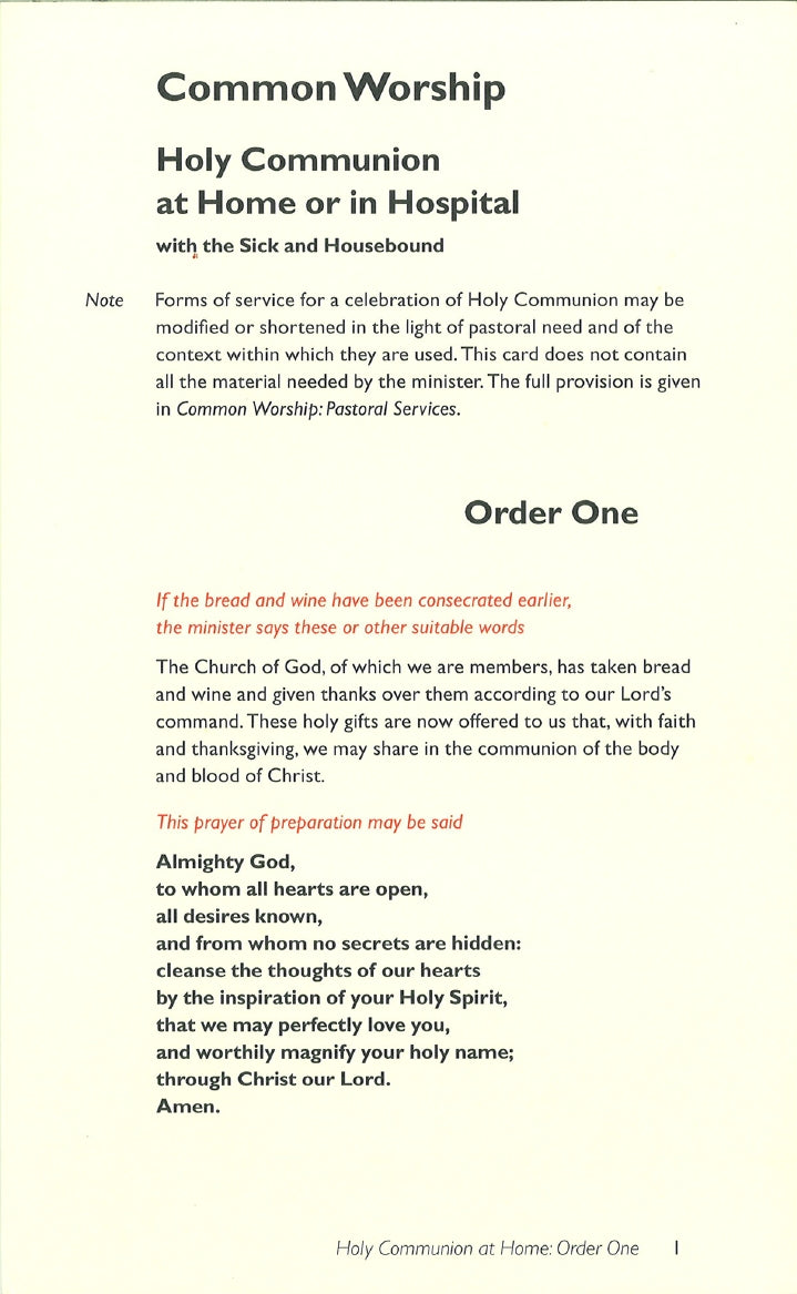 Holy Communion at Home or in Hospital — Christian.co.uk