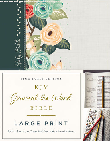 Image of KJV, Journal the Word Bible, Large Print, Hardcover, Green Floral Cloth, Red Letter Edition other