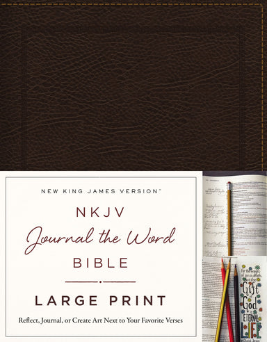 Image of NKJV, Journal the Word Bible, Large Print, Bonded Leather, Brown, Red Letter other