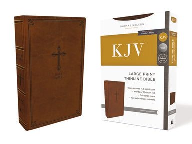 Image of KJV, Thinline Bible, Large Print, Leathersoft, Brown, Red Letter, Comfort Print other