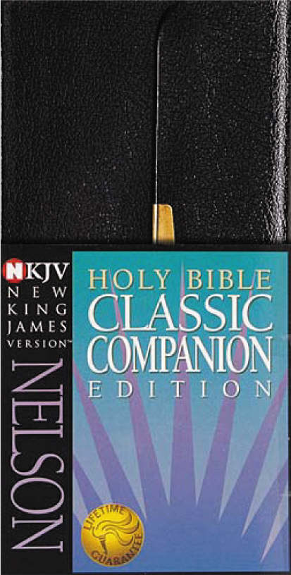 Image of NKJV Classic Companion Bible, Black, Bonded Leather, Slimline, Translation and Textual Footnotes, Words of Jesus in Red,  In-text Chapter Headings other