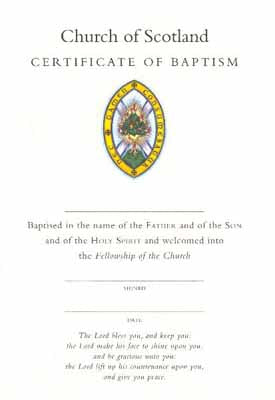 Image of Certificate Of Baptism Burning Bush other