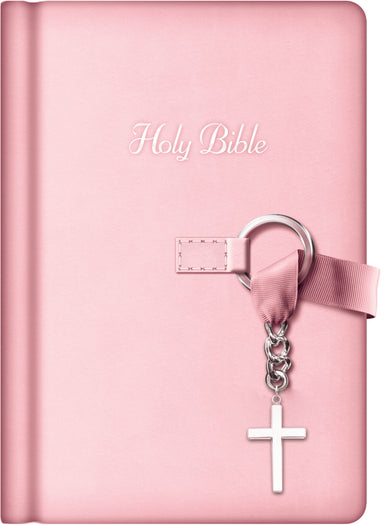 Image of NKJV Simply Charming Bible, Pink, Imitation Leather, Full-Bible Text, Presentation Page, Gilt Edges, Ribbon Fasten, Silver Cross Charm, Girls Gift Bible other