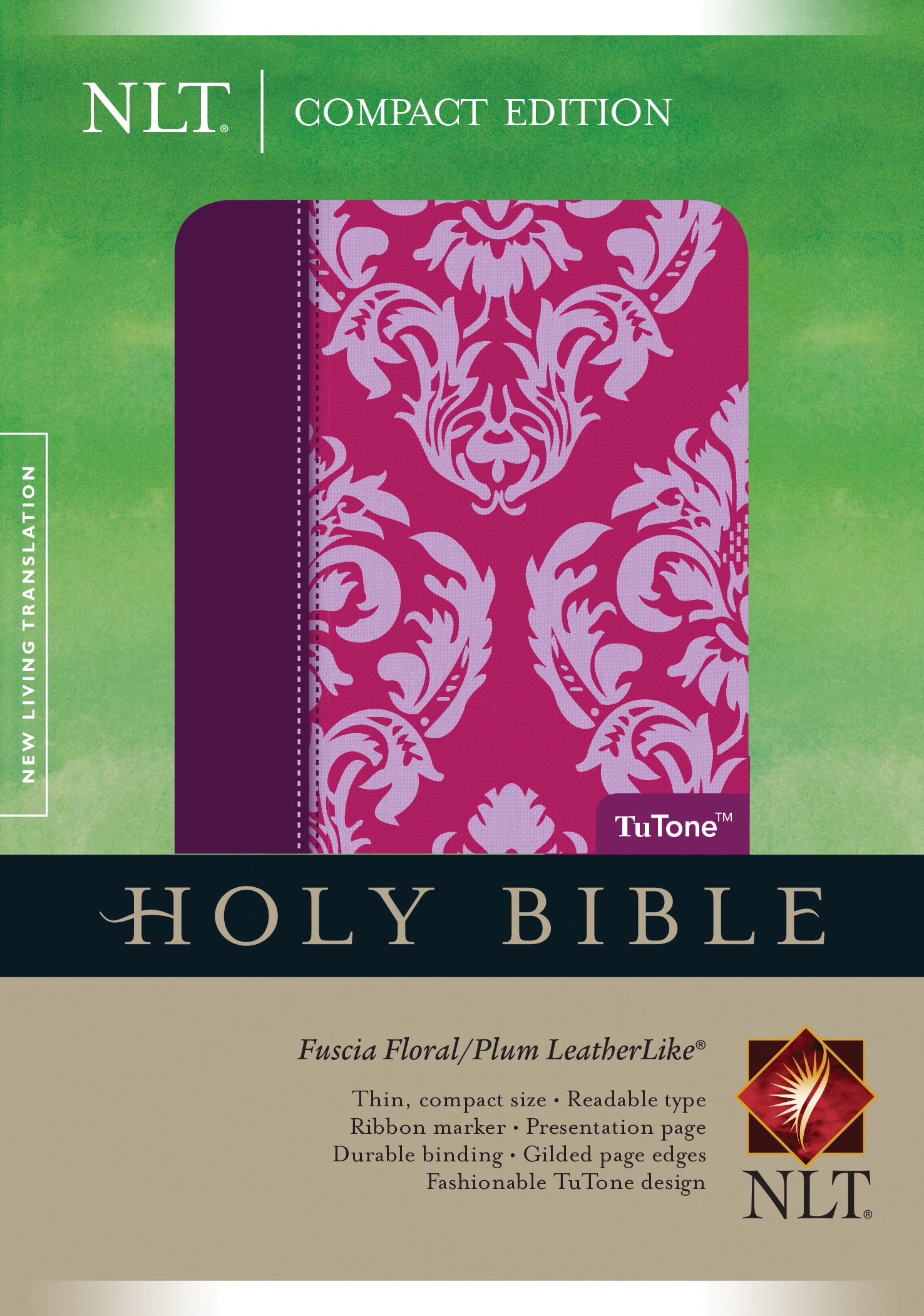 Image of NLT Compact Bible, Pink, Imitiation Leather, Gift, Gilt Edged, Ribbon Marker, Presentation Page, Floral Design, Durable Cover other