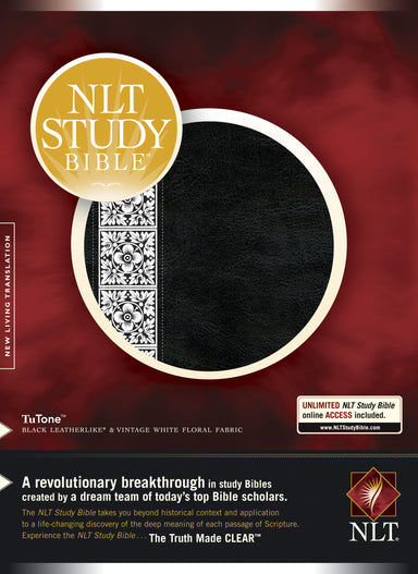 Image of NLT Study Bible: Black / White Floral, Tu Tone, Thumb Indexed other