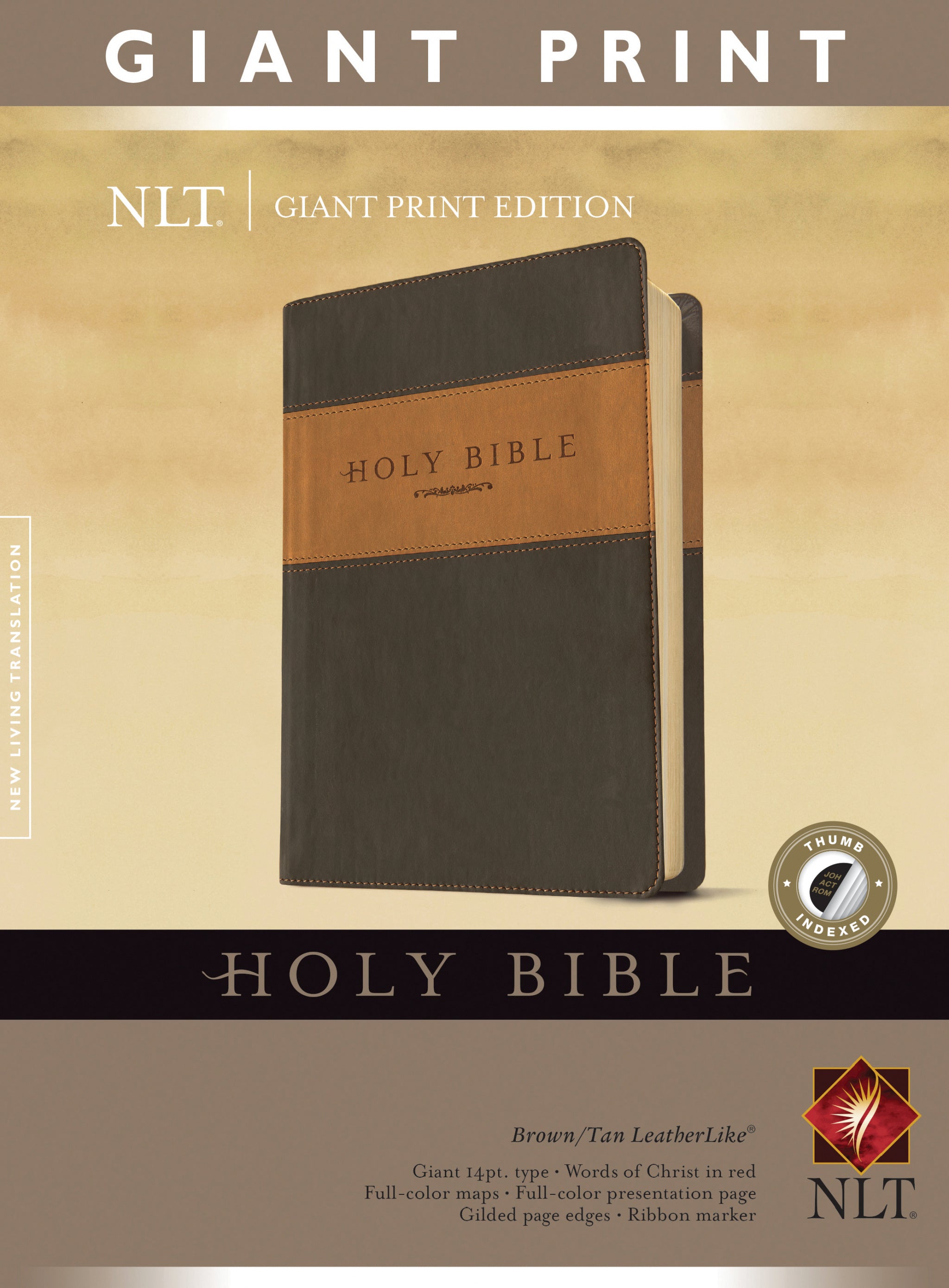 Image of NLT Bible Giant Print Tutone Brown and Tan Imitation Leather with Thumb Indexing other