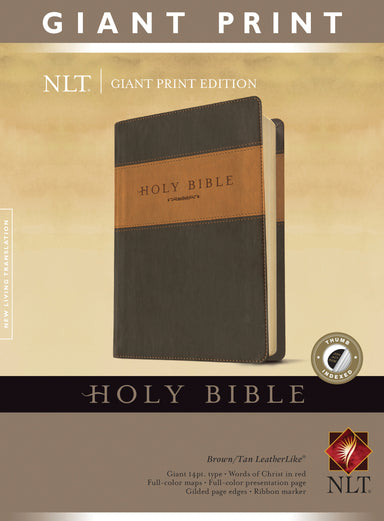 Image of NLT Bible Giant Print Tutone Brown and Tan Imitation Leather with Thumb Indexing other