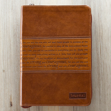 Image of Strong and Courageous Zippered Classic LuxLeather Journal - Joshua 1:5-7 other