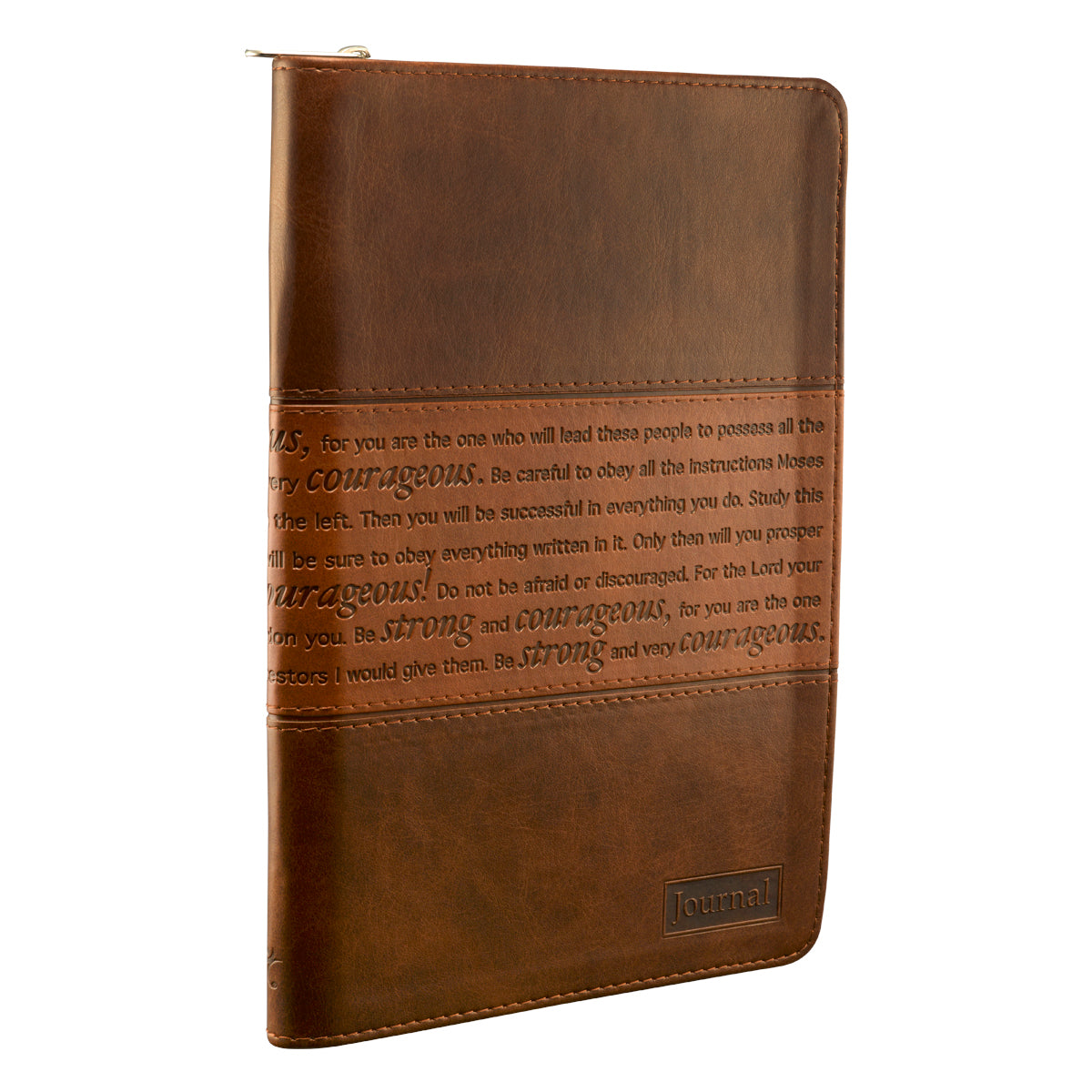 Image of Strong and Courageous Zippered Classic LuxLeather Journal - Joshua 1:5-7 other