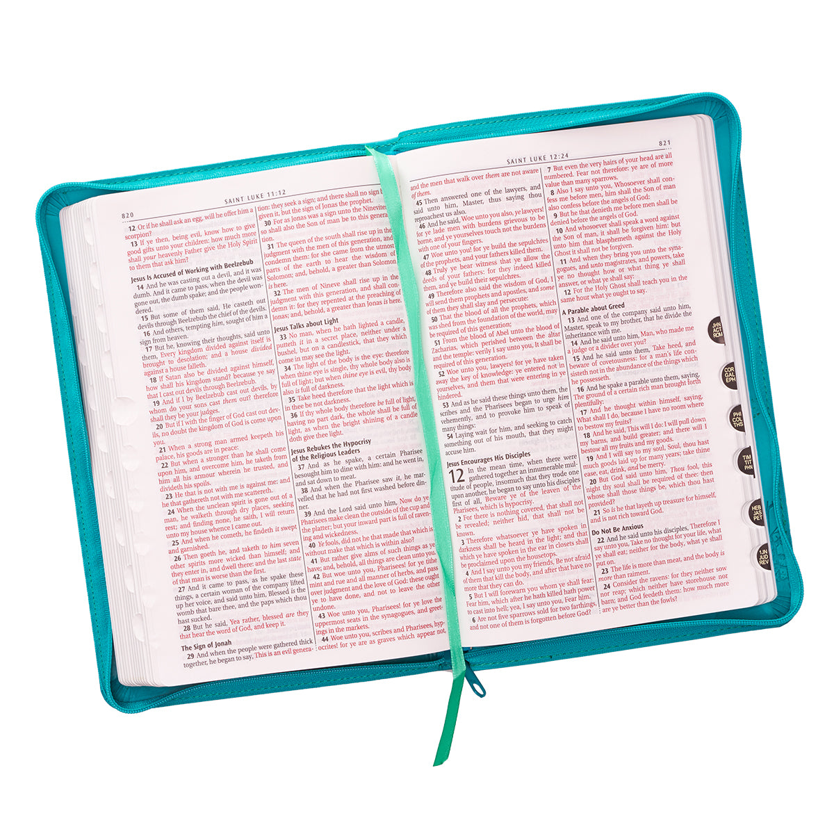 Image of KJV Standard Size Thumb Index Edition: Zippered Turquoise other