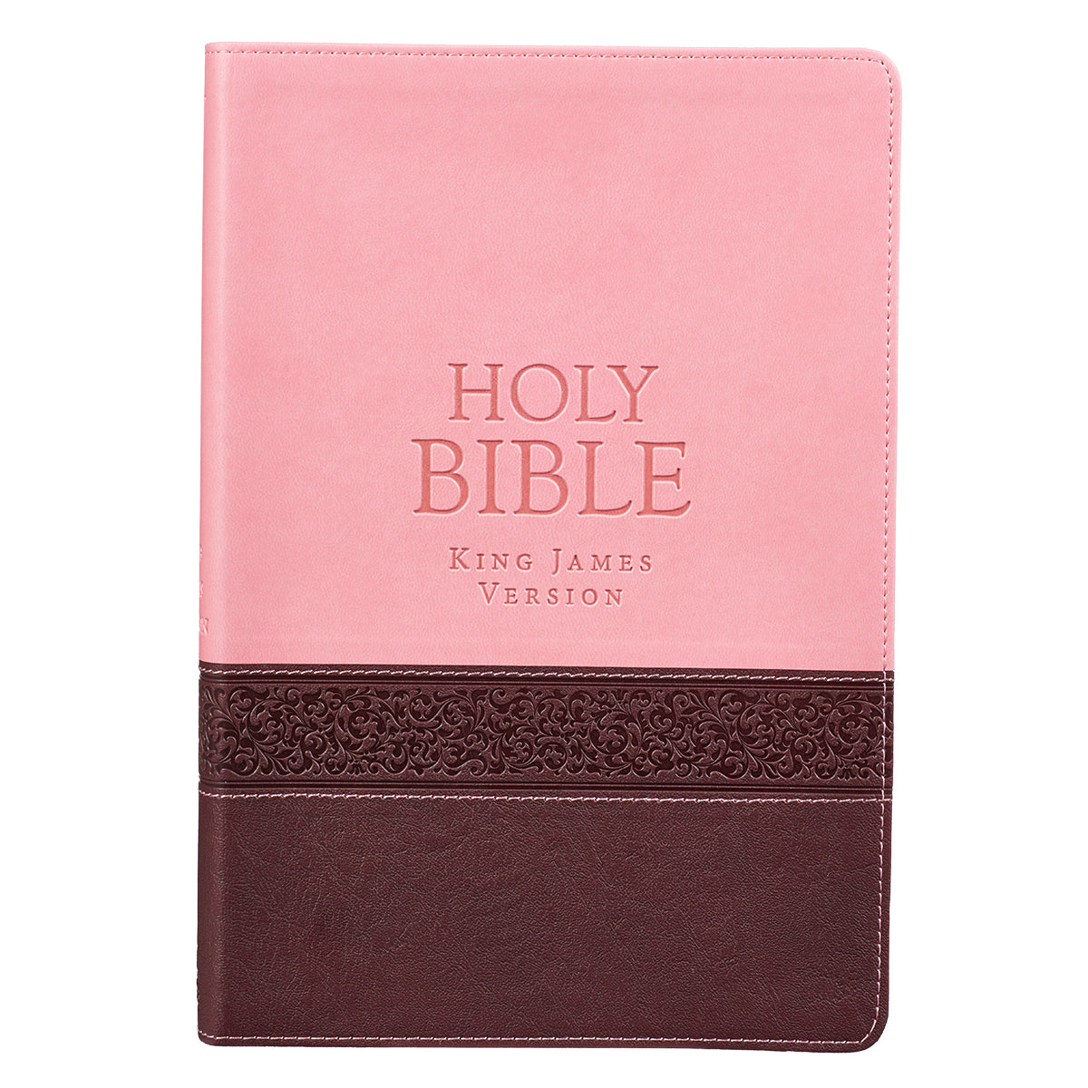 Image of KJV Large Print Bible, Brown and Pink, Imitation Leather, Red Letter, Verse Finder, Reading Plan, Gilt Edged, Ribbon Marker, Presentation Page, Subheadings other