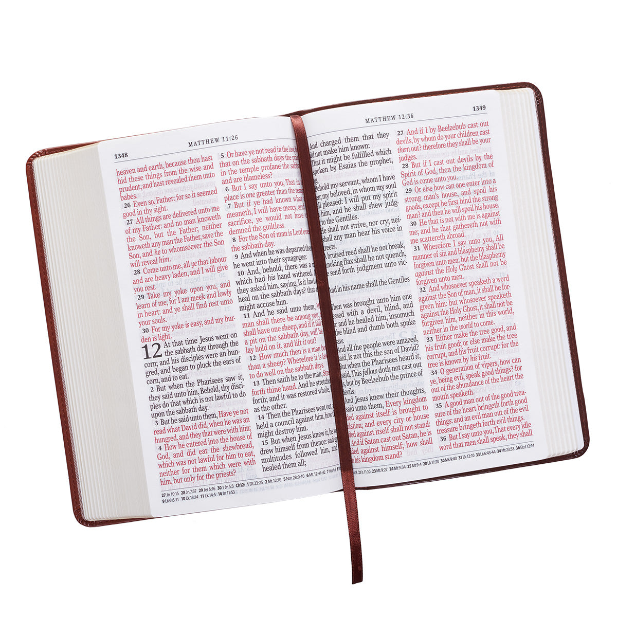 Image of KJV Giant Print Bible, Brown, Imitiation Leather, Red Letter, Reading Plan, Thematic Verse Finder, Gitl Edged, Ribbon Marker, Concordance, Maps, Cross-Reference other