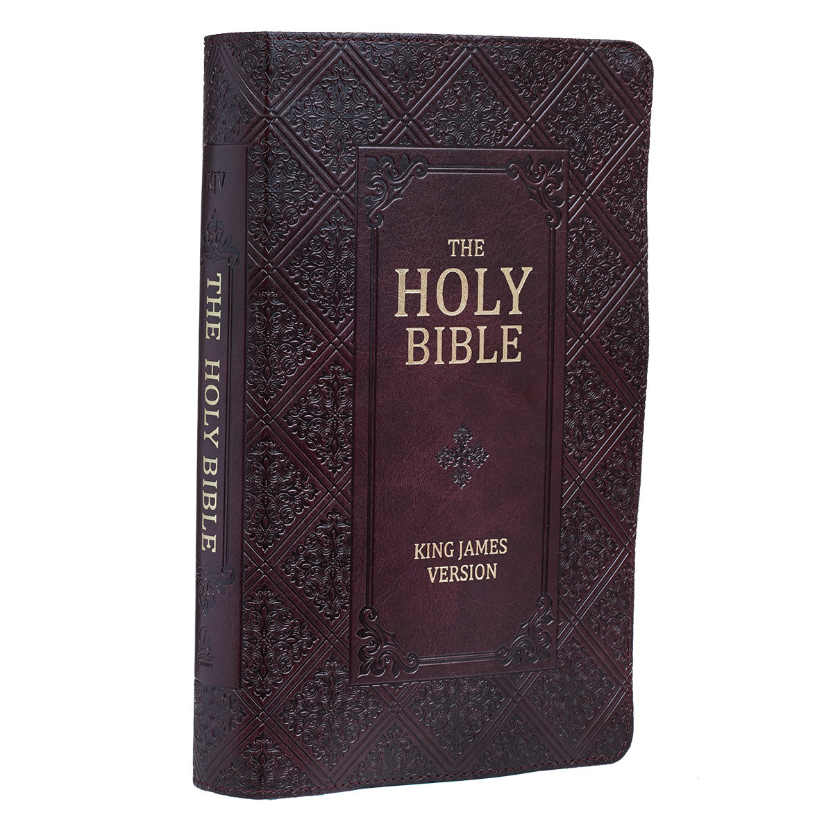 Image of KJV Giant Print Bible, Dark Brown, Lux-Leather Pattern, Words of Christ in Red, Footnote Verse Cross-Reference, Concordance, Bible Reading Plan other