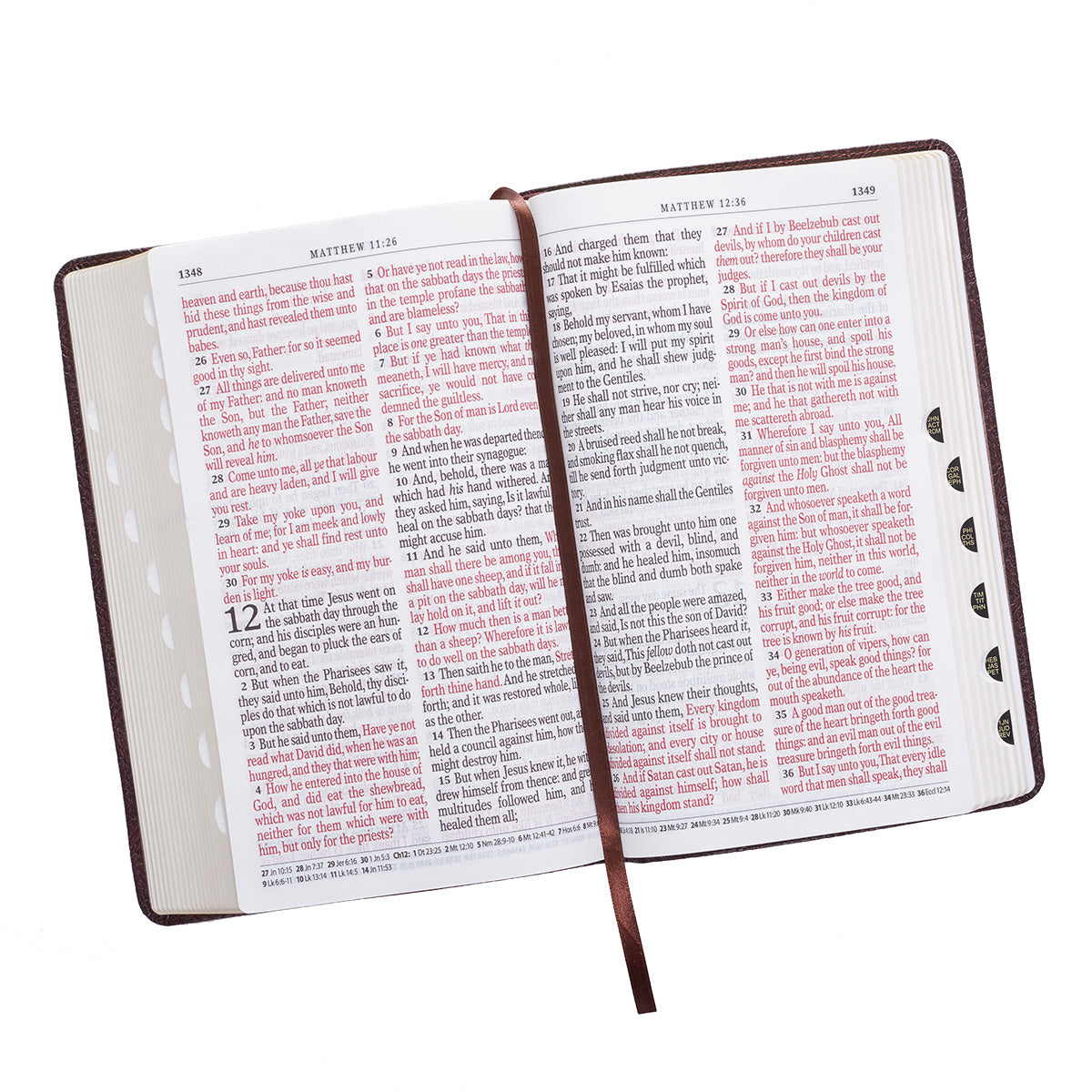 Image of KJV Giant Print Bible, Dark Brown, Lux-Leather Pattern, Words of Christ in Red, Footnote Verse Cross-Reference, Concordance, Bible Reading Plan other