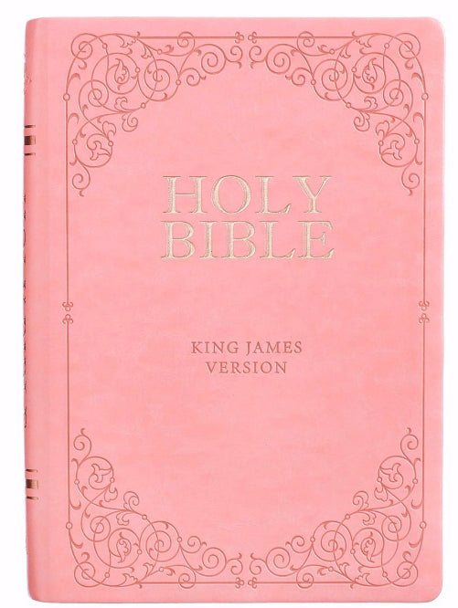 Image of Pink Faux Leather Giant Print Full-size King James Version Bible with Thumb-index other