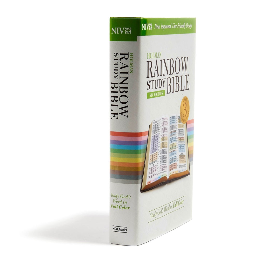 Image of NIV Rainbow Study Bible, White, Hardback, Color Maps, Index, Reading Calendar, Concordance, Subject Guide, Outlines other