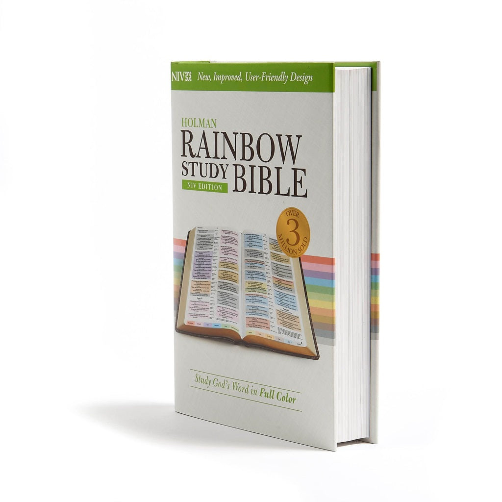 Image of NIV Rainbow Study Bible, White, Hardback, Color Maps, Index, Reading Calendar, Concordance, Subject Guide, Outlines other