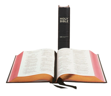 Image of NIV Lectern Bible, Black, Persian Morocco Leather, British Text, Bevelled Boards, Gilt Edges, Leather Joints, Gold Roll, Ribbon Markers other