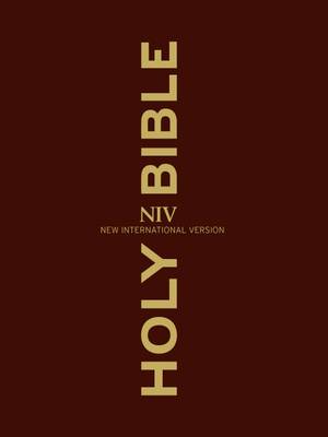 Image of NIV Clear Print Bible Burgandy Hardback Large Print Rotated Text Clear NIV Page Numbers Matching other