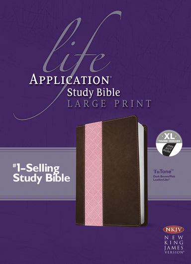Image of NKJV Life Application Study Bible: Large Print, Dark Brown/Pink, Leather-look, Thumb Indexed other