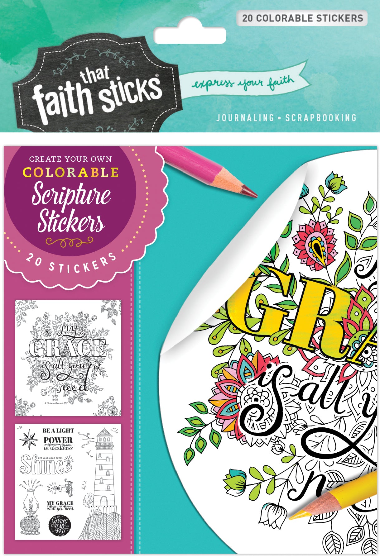 Image of 2 Corinthians 12:9 Colorable Stickers other