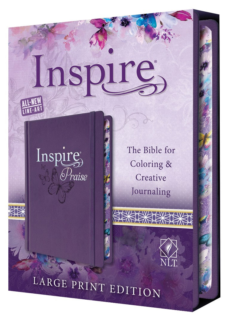 Image of NLT Inspire Praise Large Print Bible, Purple, Hard Cover, Wide-Margin, Colouring & Journaling Pages other