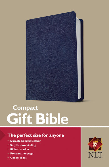Image of NLT Compact Gift Bible, Blue, Leather, Ribbon Marker, Presentation Page, Silver-Gilded Edges other