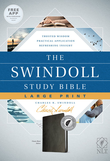 Image of The NLT Swindoll Study Bible, Large Print, Black, Indexed other