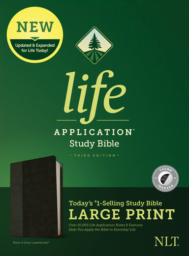 Image of NLT Life Application Study Bible, Third Edition, Large Print (Red Letter, LeatherLike, Black/Onyx, Indexed) other