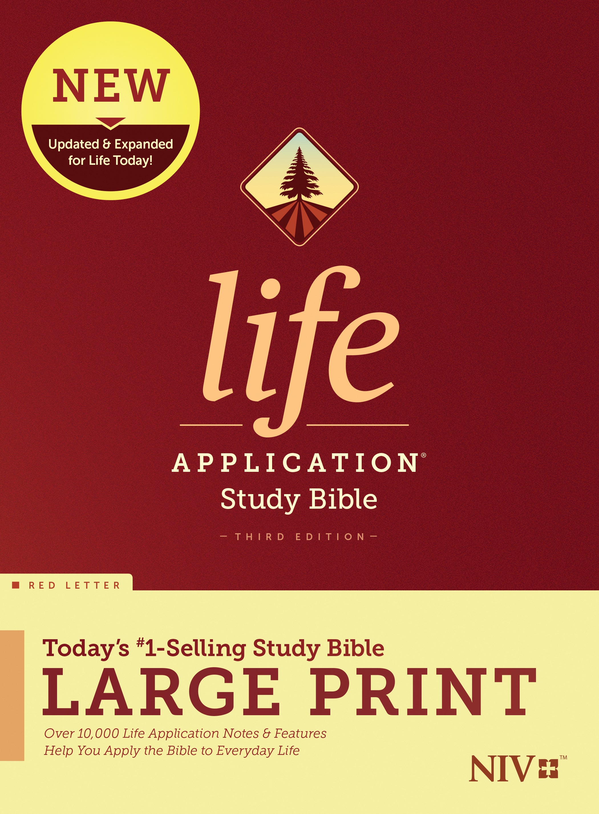 Image of NIV Life Application Study Bible, Large Print, Third Edition, Red Letter, Hardcover, Presentation Page, Maps, Book Introductions, Concordance other