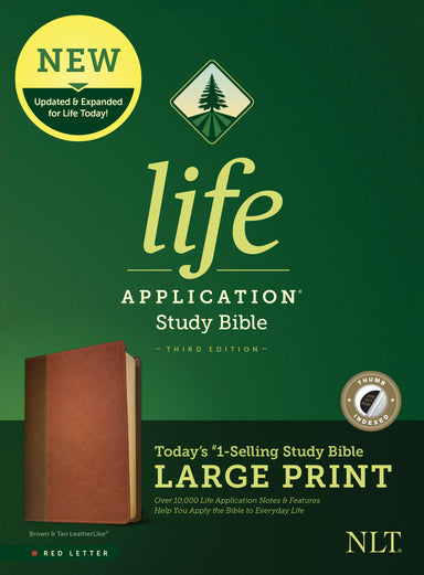 Image of NLT Life Application Study Bible, Third Edition, Large Print (Red Letter, LeatherLike, Brown/Mahogany, Indexed) other