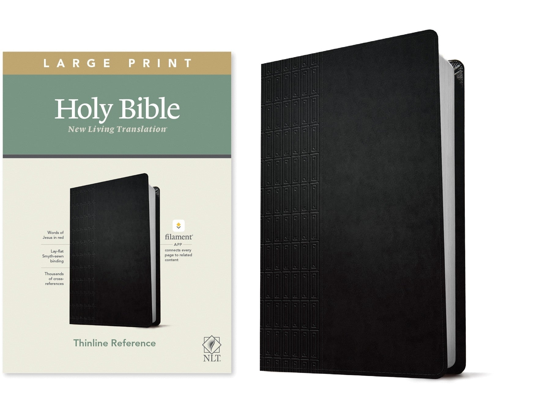 Image of NLT Large Print Thinline Reference Bible, Filament Enabled Edition (Red Letter, LeatherLike, Cross Grip Black) other