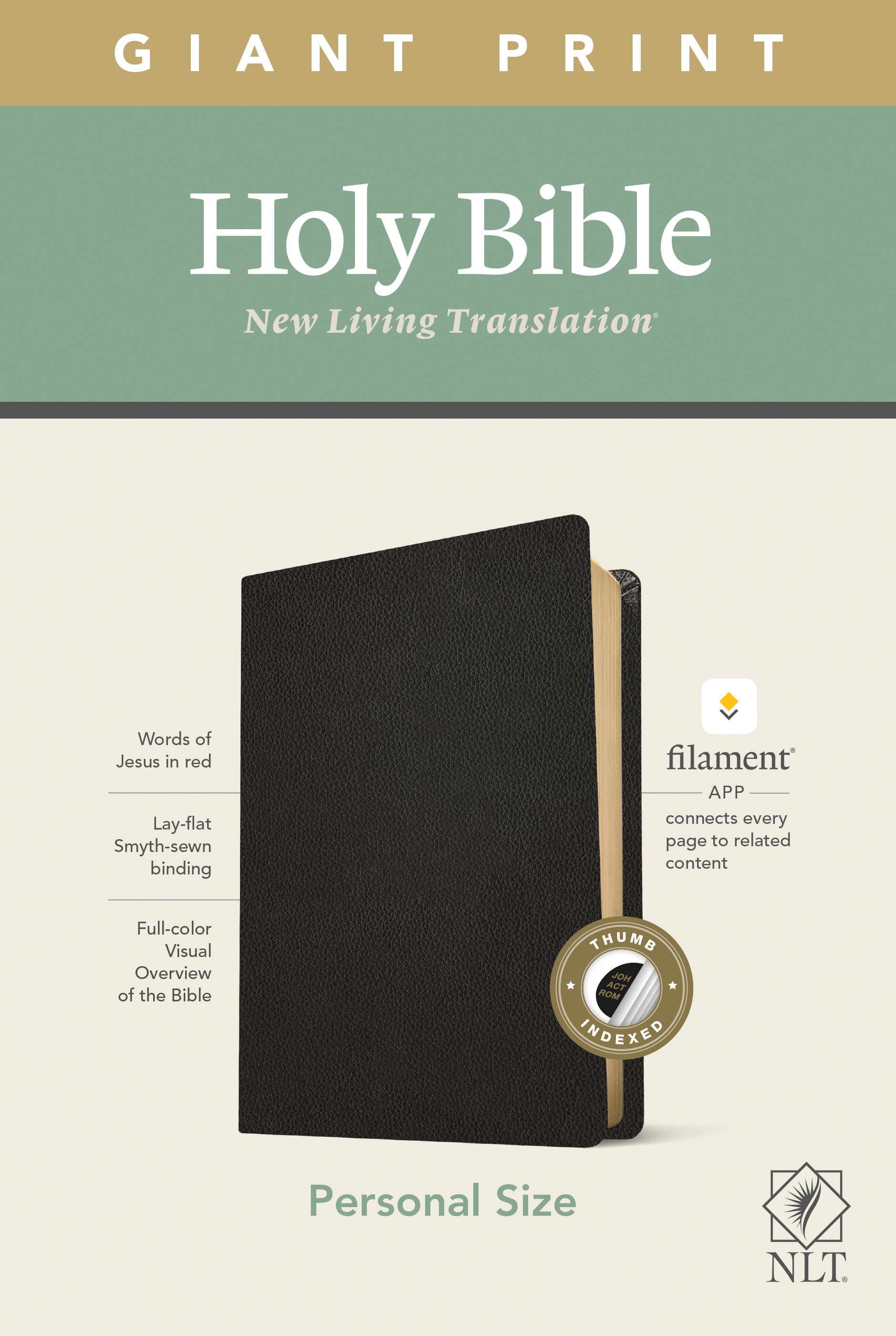Image of NLT Personal Size Giant Print Bible, Black, Genuine Leather, Filament Enabled Edition other