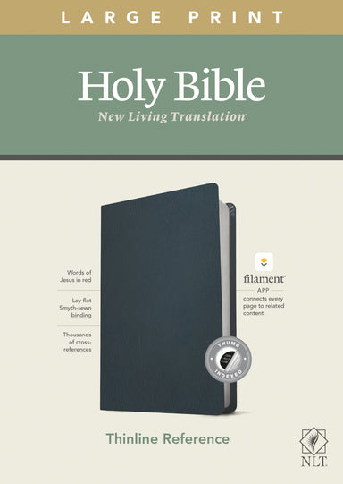 Image of NLT Large Print Thinline Reference Bible, Filament Enabled Edition (Red Letter, Genuine Leather, Navy Blue, Indexed) other