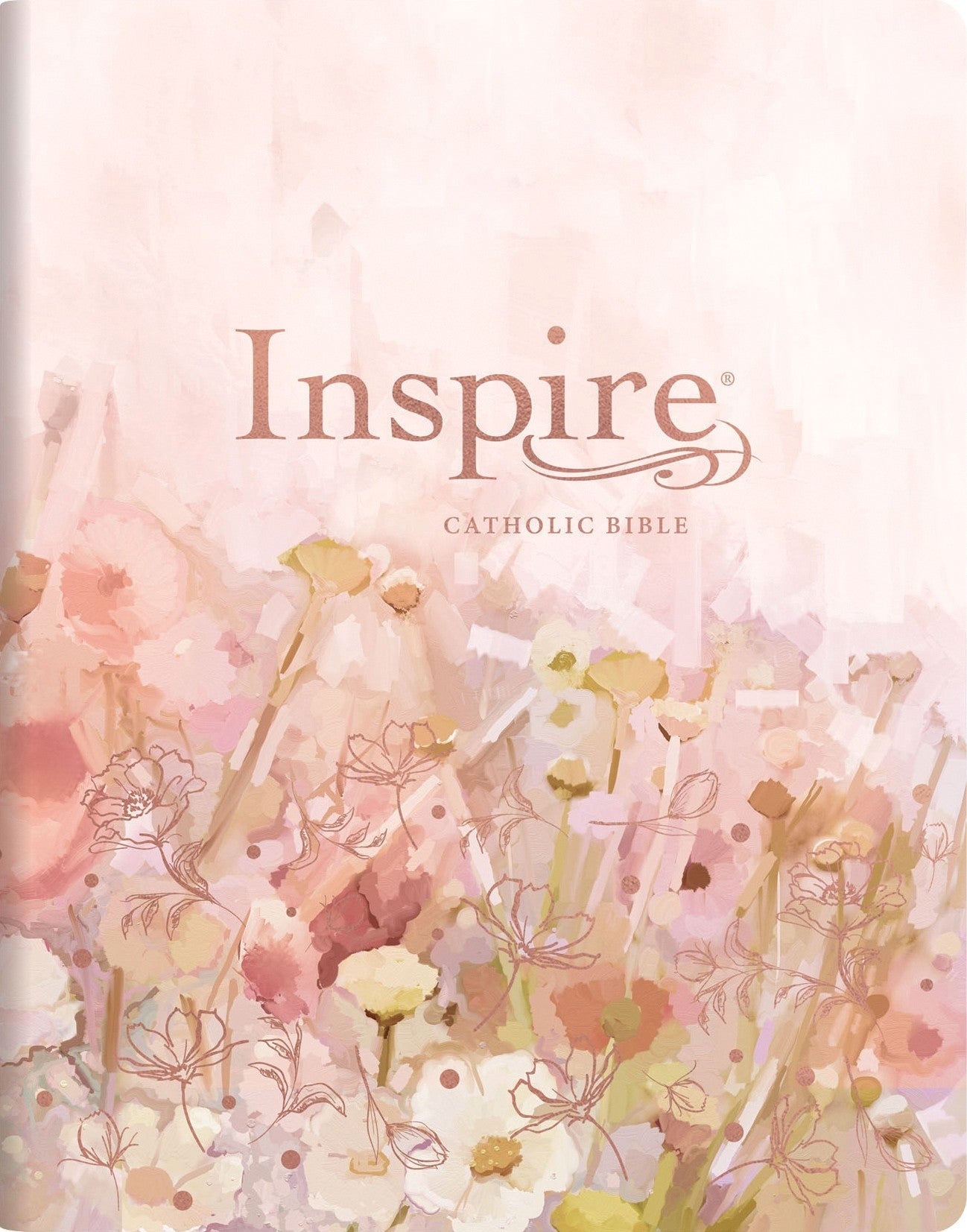 Image of Inspire Catholic Bible NLT Large Print (LeatherLike, Pink Fields with Rose Gold) other