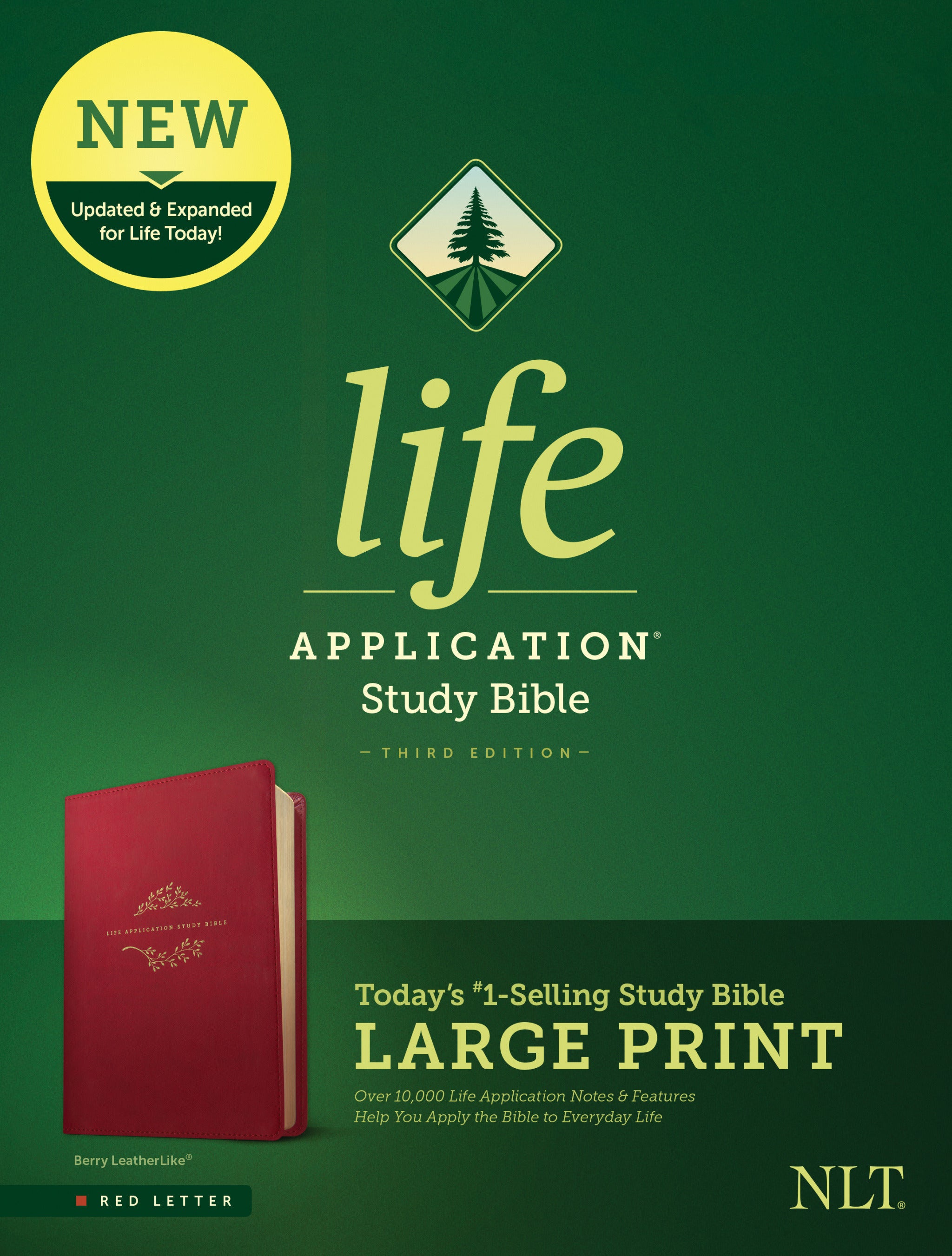 Image of NLT Life Application Study Bible, Third Edition, Large Print (Red Letter, LeatherLike, Berry) other