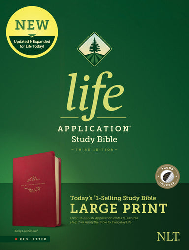 Image of NLT Life Application Study Bible, Third Edition, Large Print (Red Letter, LeatherLike, Berry, Indexed) other