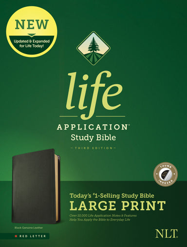 Image of NLT Life Application Study Bible, Third Edition, Large Print (Red Letter, Genuine Leather, Black, Indexed) other