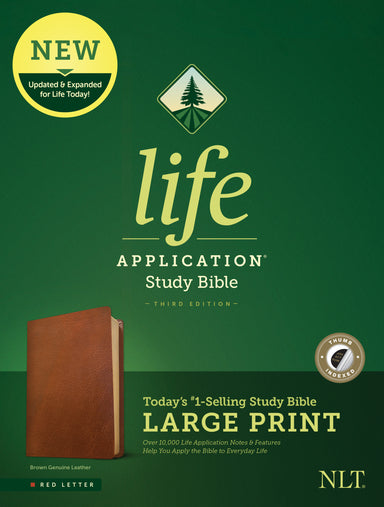 Image of NLT Life Application Study Bible, Third Edition, Large Print (Red Letter, Genuine Leather, Brown, Indexed) other