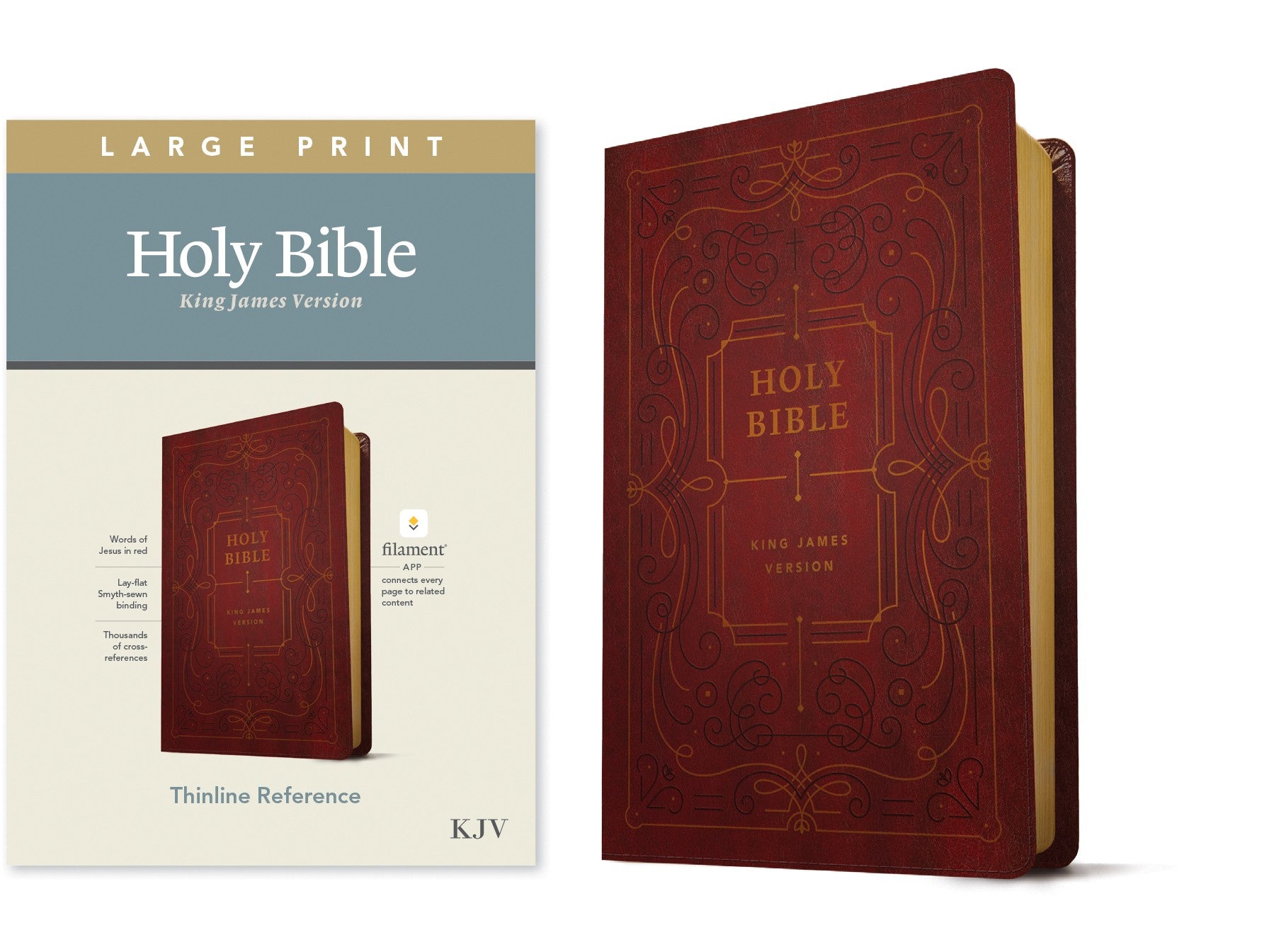 Image of KJV Large Print Thinline Reference Bible, Filament Enabled Edition (Red Letter, LeatherLike, Ornate Burgundy) other