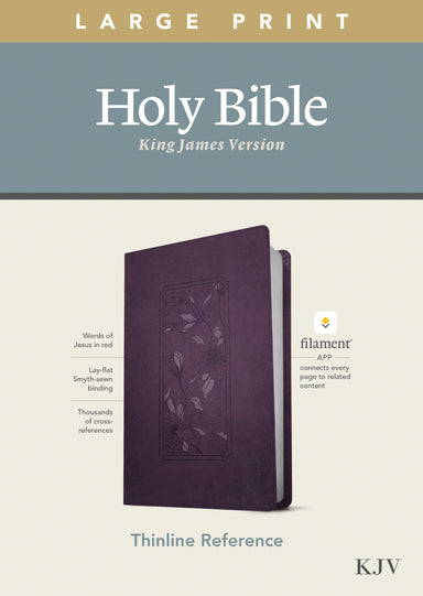 Image of KJV Large Print Thinline Reference Bible, Filament Enabled Edition (Red Letter, LeatherLike, Floral Frame Purple) other