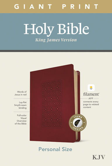 Image of KJV Personal Size Giant Print Bible, Filament Enabled Edition (Red Letter, LeatherLike, Diamond Frame Cranberry, Indexed) other
