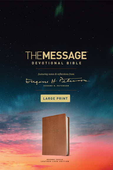 Image of The Message Devotional Bible, Large Print, Imitation Leather, Brown, Reflection Questions other
