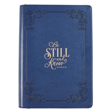 Image of Be Still and Know Classic Faux Leather Zippered Journal in Navy Blue - Psalm 46:10 other