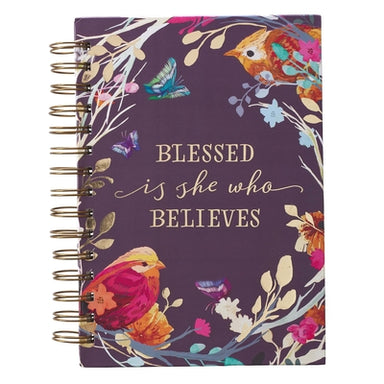 Image of Blessed Is She Large Wirebound Journal in Eggplant other