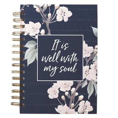 Image of It Is Well Large Wirebound Journal in Navy other